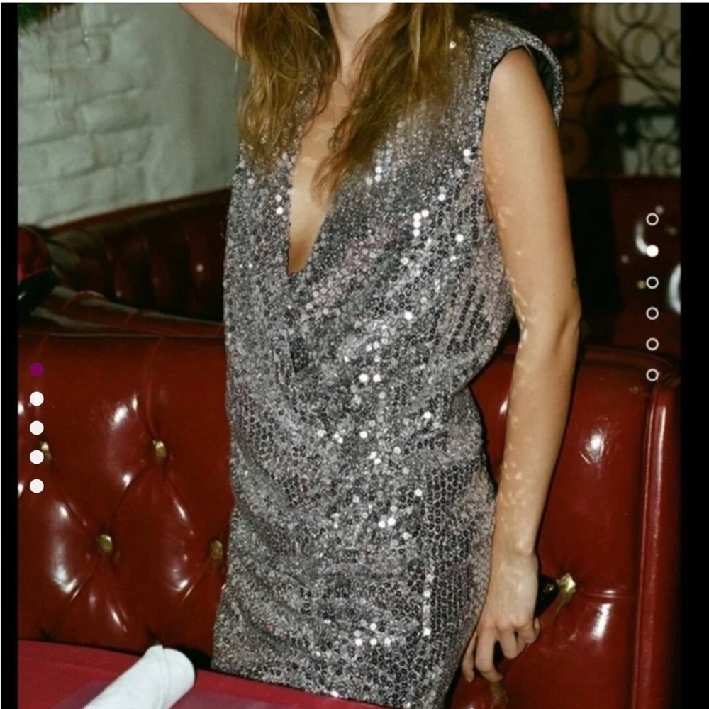 Zara Silver Sequin Wrap Mini Dress
